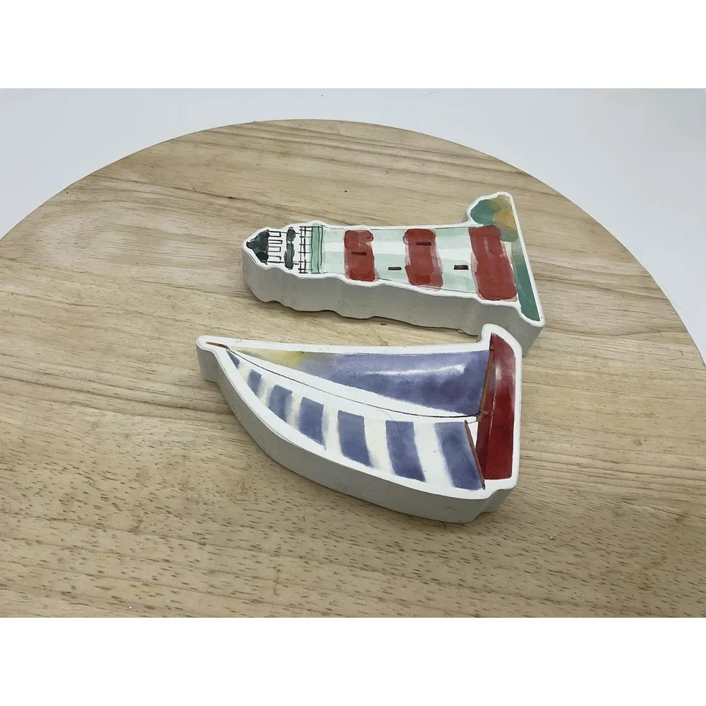 Hobby Lobby Boat Lighthouse Wall Plaques Set Of 2 Small Nautical Beach Decor